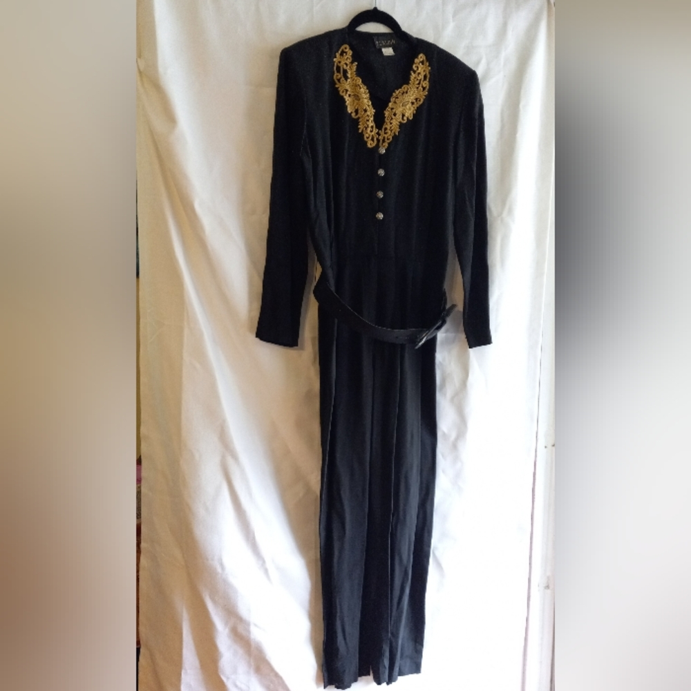 Black and gold retro vintage pants jumpsuit